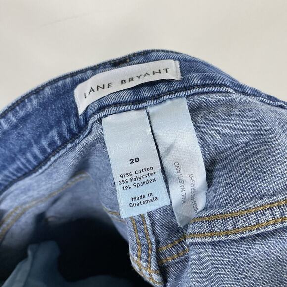 Lane Bryant Plus Size 20 Distressed High-Rise Waist Straight Leg Jeans Blue - Picture 4 of 5